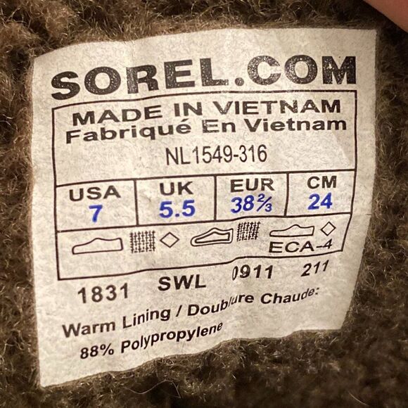 Sorel Tivoli Plaid Rain Ankle Booties Insulated Duck Boots Snow Hiking Olive 7 - Picture 6 of 6